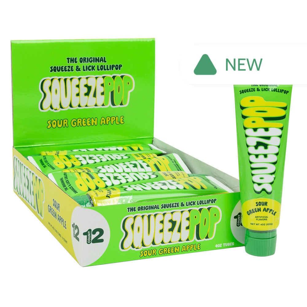 Wholesale Squeeze Pop Sour Green Apple 4 Oz Tube- Bulk