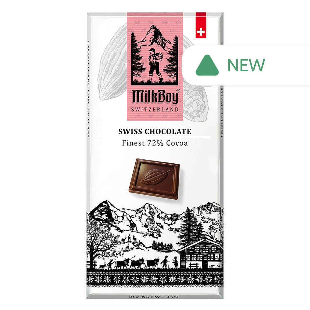 Wholesale Milkboy - Swiss Chocolate Bar Finest 72% - 3Oz- Bulk