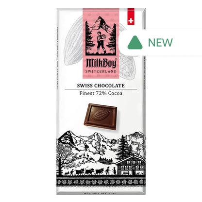 Wholesale Milkboy - Swiss Chocolate Bar Finest 72% - 3Oz- Bulk