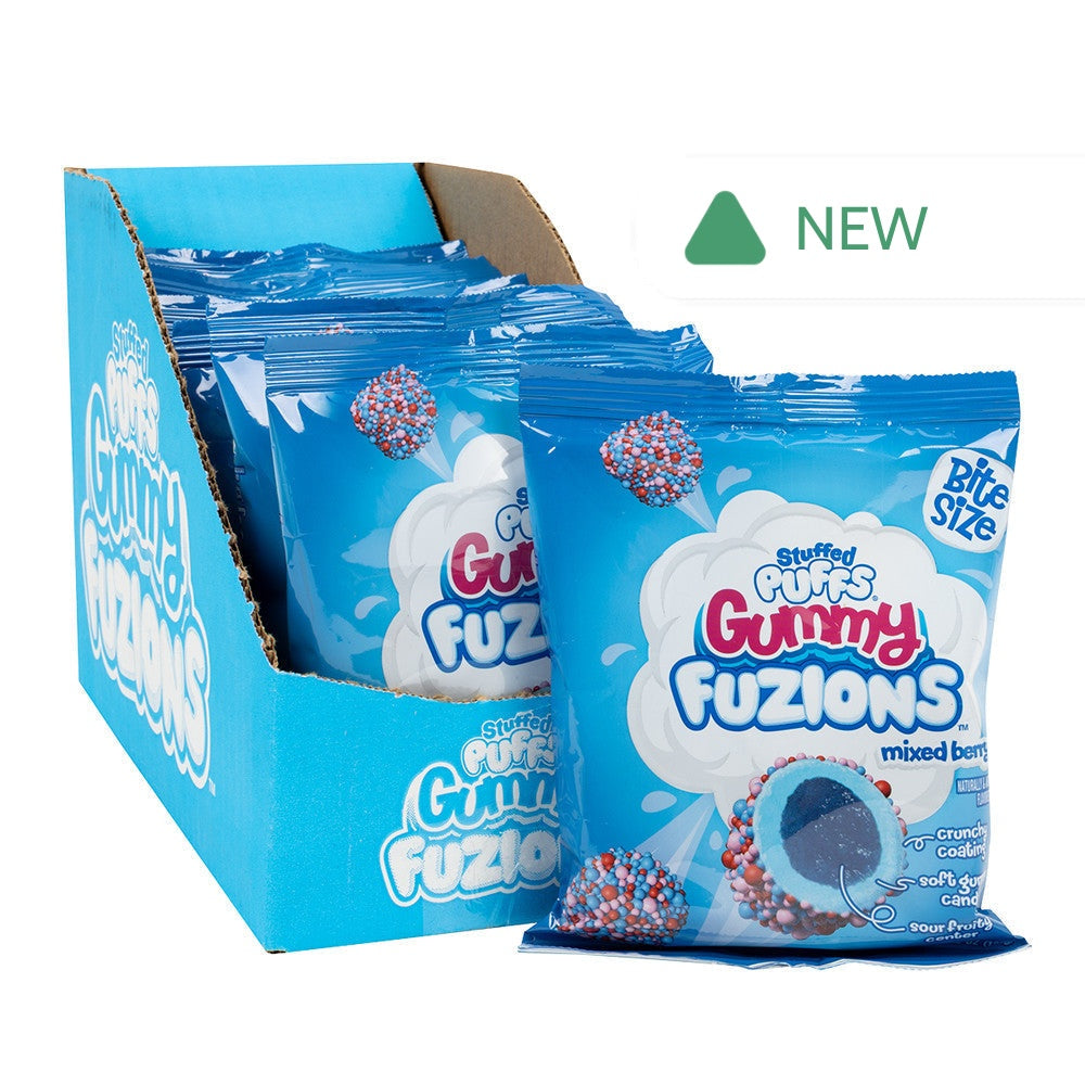 Wholesale Stuffed Puff Mixed Berry Gummy Fuzions 4.23 Oz Peg Bag- Bulk