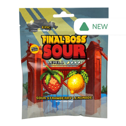 Wholesale Final Boss Sour Level 1 Sour Strawberry Lemonade 3.5 Oz Peg Bag- Bulk