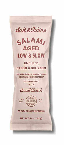 Wholesale Salt & Twine Uncured Bacon & Bourbon Salami 5 Oz- Bulk