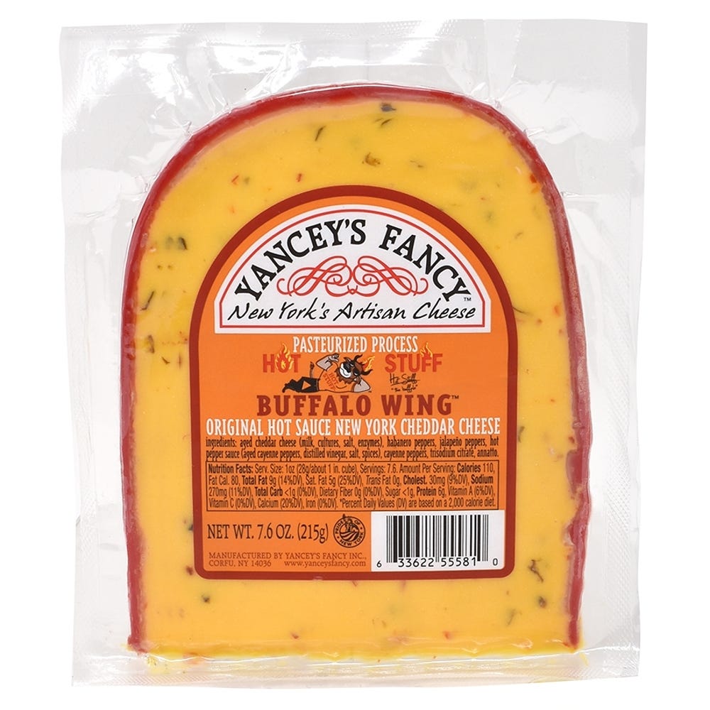 Wholesale Yancey's Fancy Buffalo Wing Hot Sauce Cheddar Wedge 7.6 Oz- Bulk