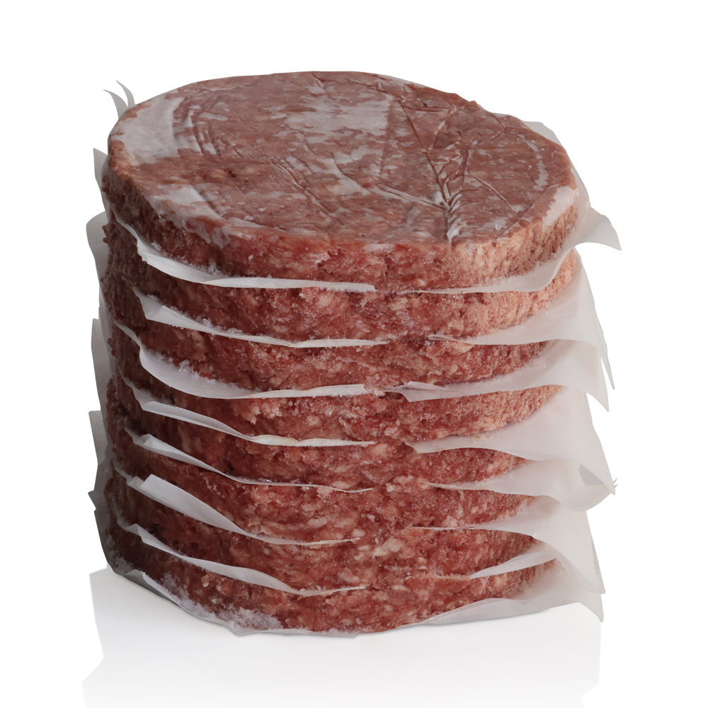Wholesale BoxNCase Case 4Oz Flat Beef Burger 80-20 Frozen- Bulk