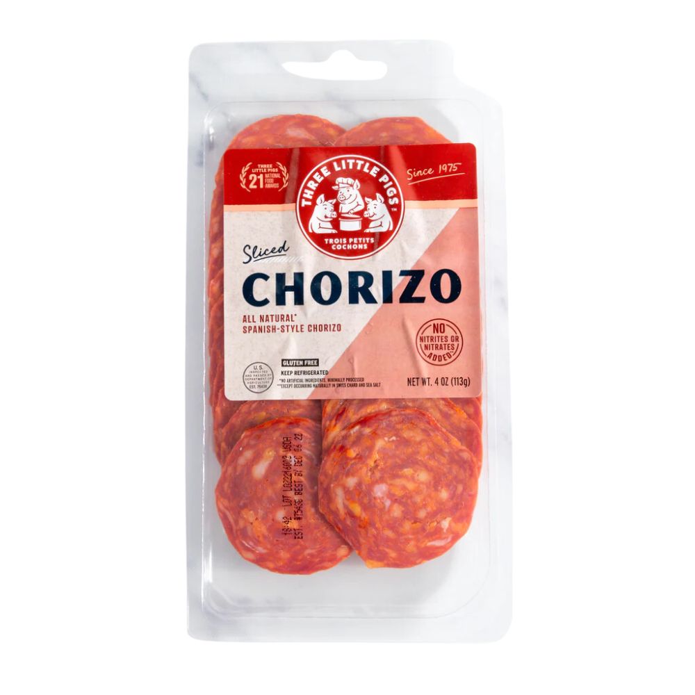 Wholesale Three Pigs Case Spanish Style Sliced Chorizo- Bulk