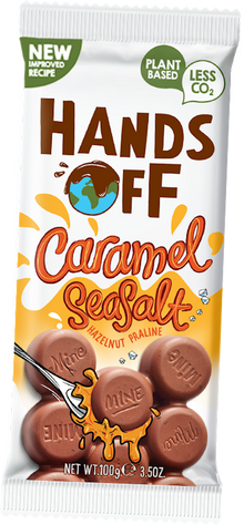 Wholesale Hands Off My Chocolate Vegan Chocolate Caramel Sea Salt Hazelnut Praline Bar 3.5 Oz. (100G.)- Bulk