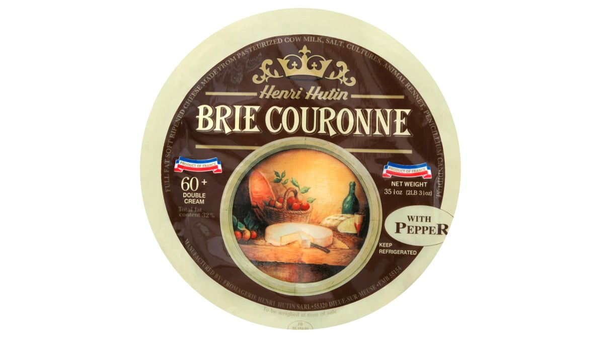 Wholesale Henri Hutin Brie Cheese with Pepper, 1 Kilogram (2.2 LB) - 60% Fat- Bulk