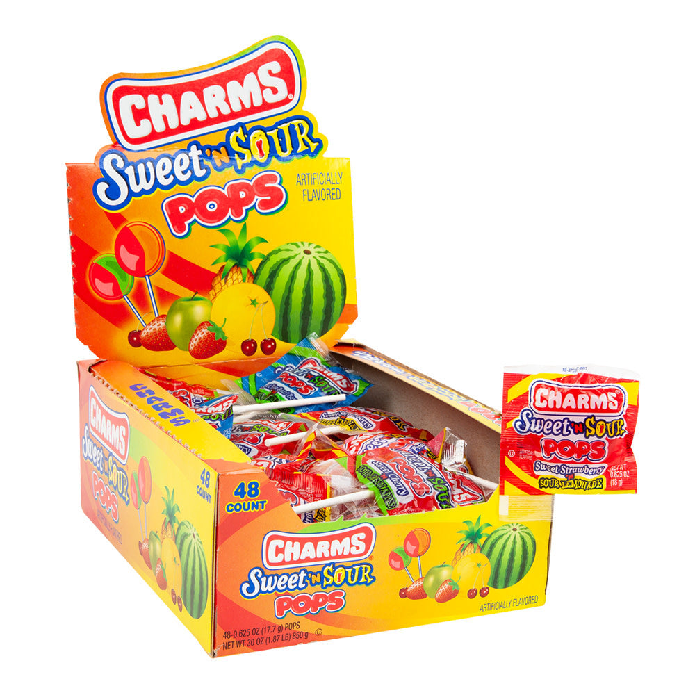 Wholesale Charms Sweet 'N Sour Pops Lollipops 0.63 Oz- Bulk