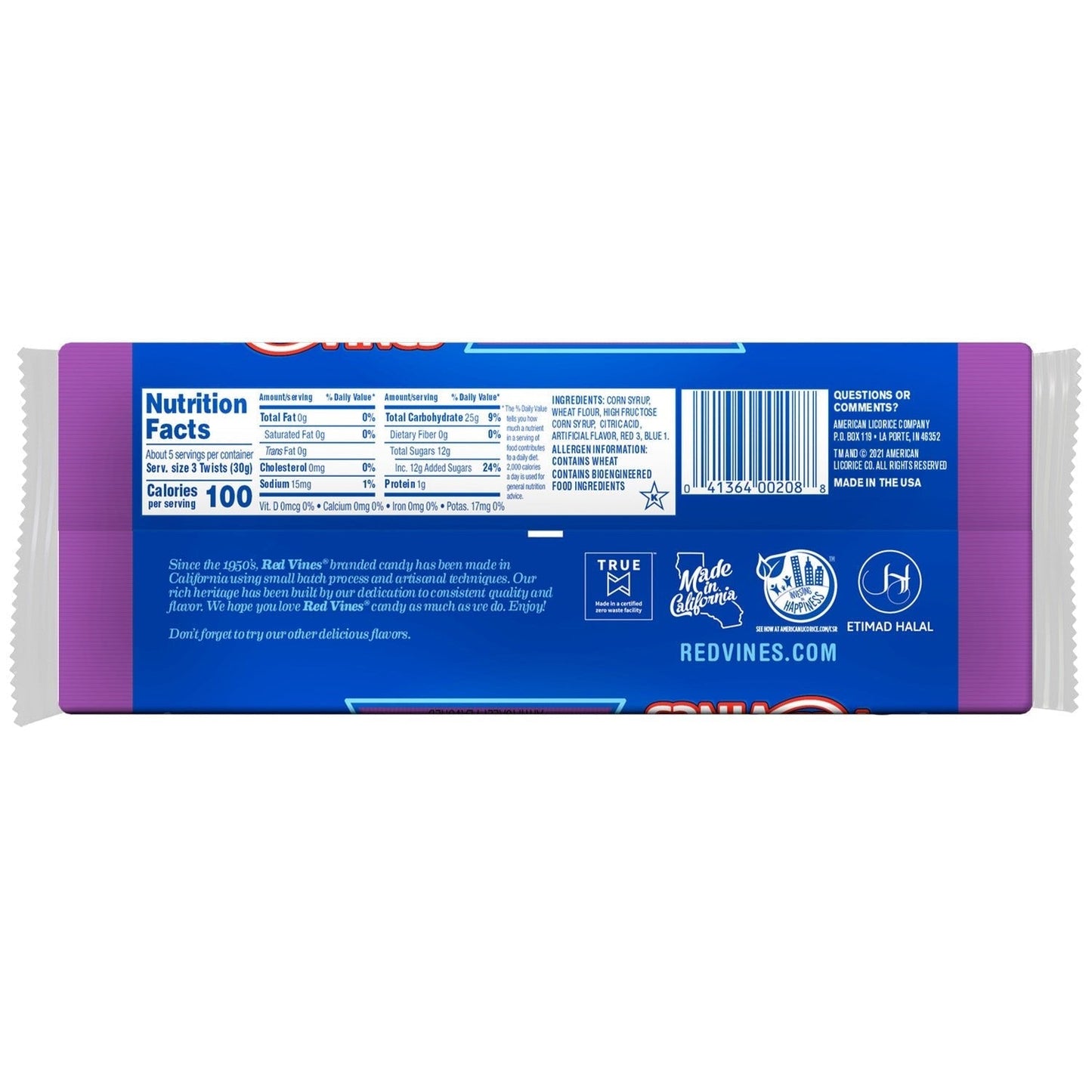 Wholesale Red Vines Chewy Grape Licorice Twists 5oz Tray- Bulk