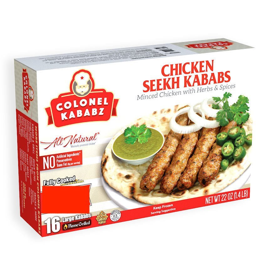 Wholesale Colonel Kababz Chicken Seekh Kabab 1.4lb- Bulk