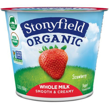 Wholesale Stonyfield Strawberry Whole Milk Yogurt 5.3oz- Bulk