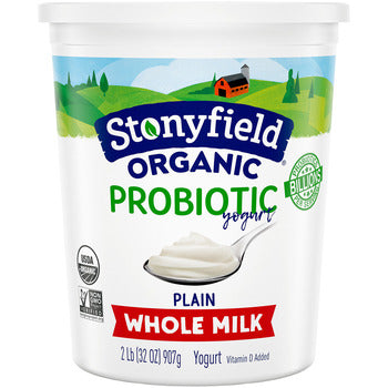 Wholesale Stonyfield Organic Plain Whole Milk Yogurt 32oz- Bulk