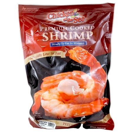 Wholesale Asian Gold Cooked 16-20 White Shrimp P&D T-On | 2 lb- Bulk
