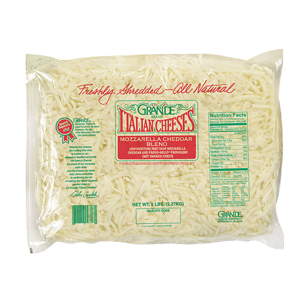 Wholesale Grande Case Shredded Cheddar Mozzarella & Provolone- Bulk