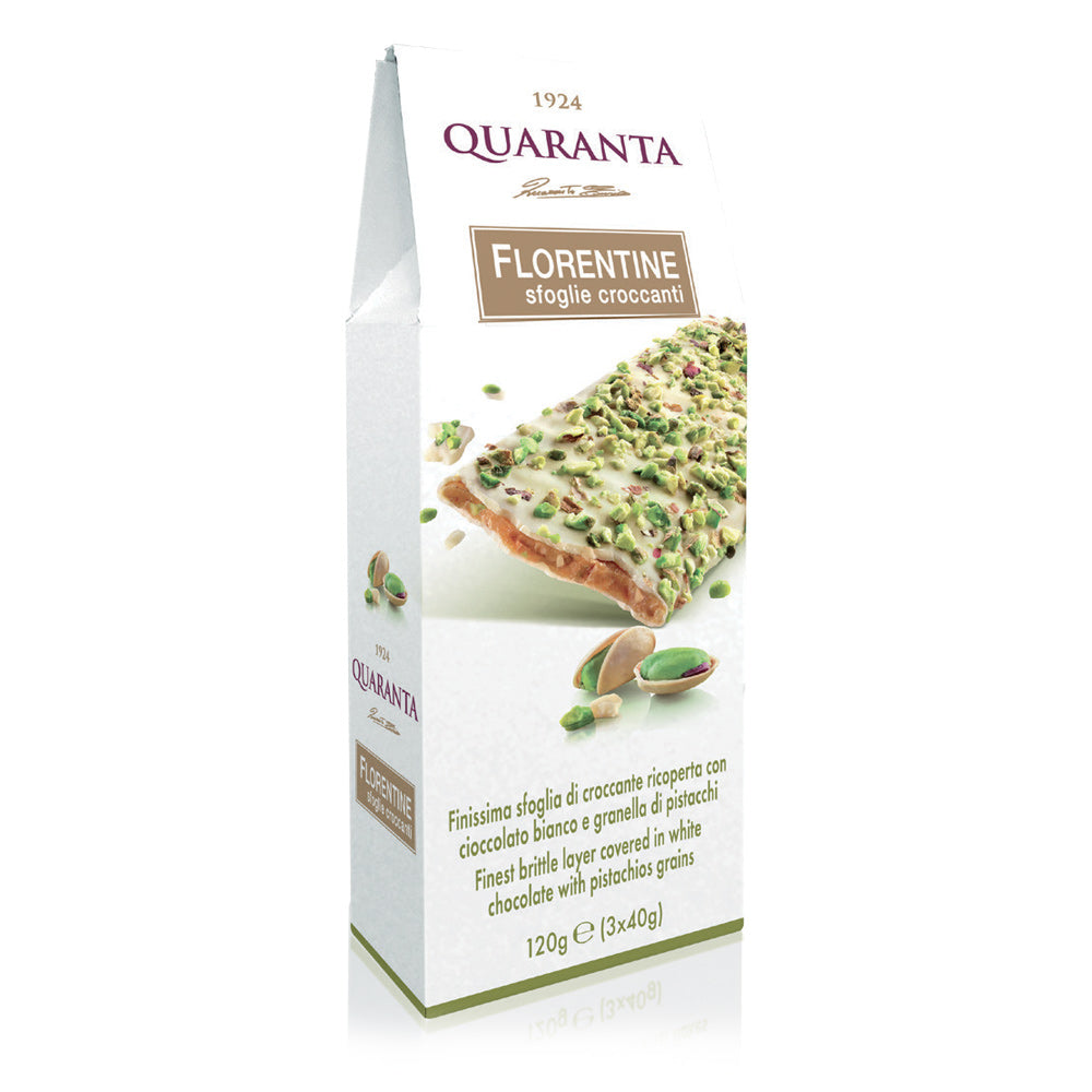Wholesale Quaranta Case White Chocolate Florentine With Pistachios- Bulk