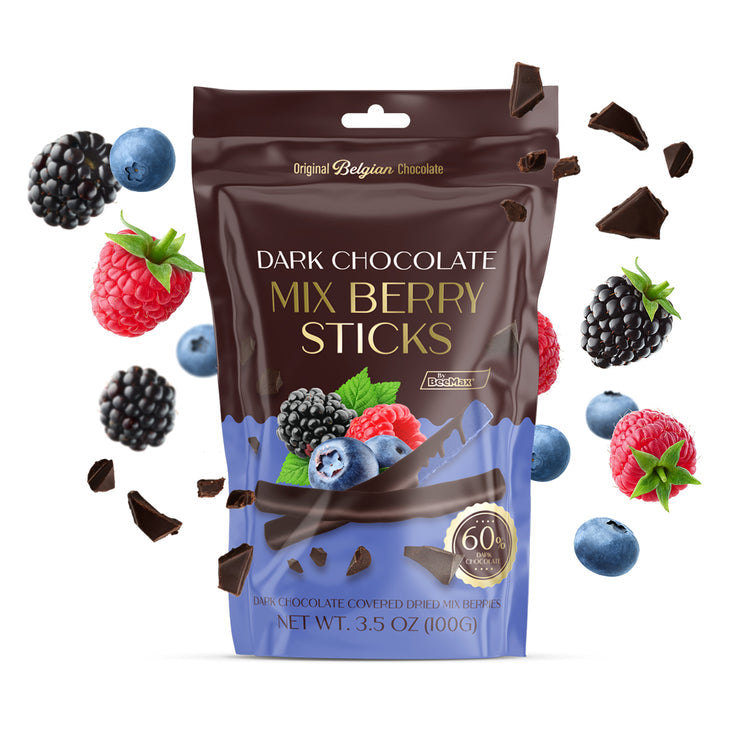 Wholesale BeeMax Dark Chocolate Mixberry Sticks – 3.5 Oz- Bulk