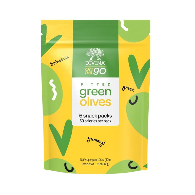 Wholesale Divina On The Go Pitted Grn Olives- Bulk