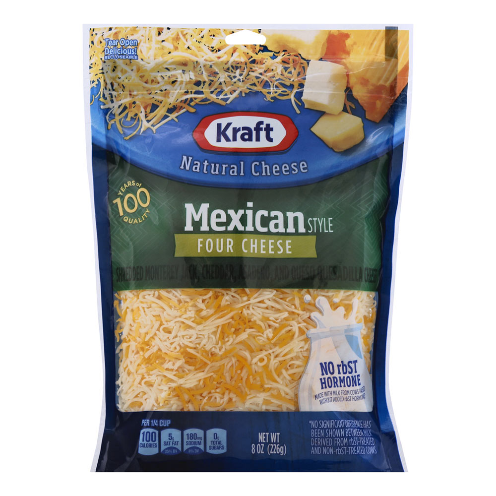 Wholesale Kraft Case Shredded Mexican Four Cheese Blend- Bulk