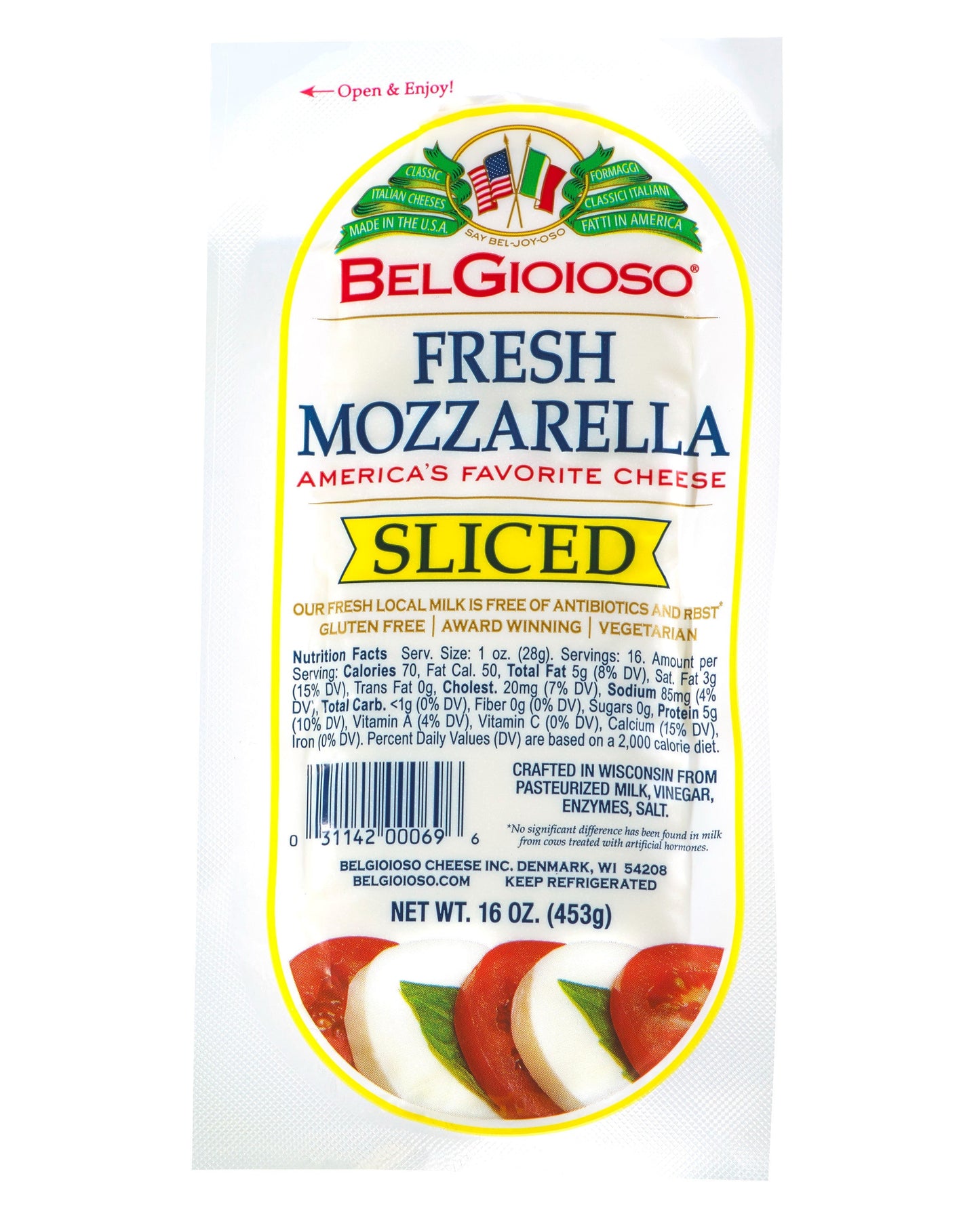 Wholesale Bel Gioioso Mozzarella Log Slices- Bulk