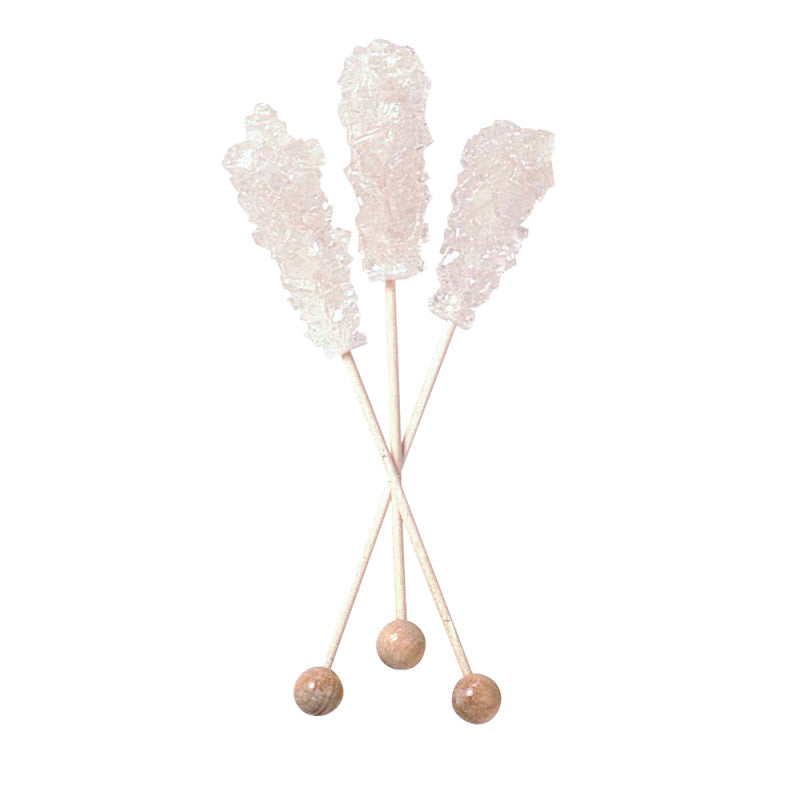 Wholesale Roses Brands Unwrapped White Rock Candy Sticks- Bulk