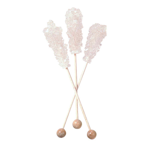 Wholesale Roses Brands Unwrapped White Rock Candy Sticks- Bulk