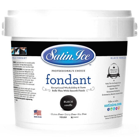 Wholesale Satin Ice Case Black Vanilla Fondant- Bulk