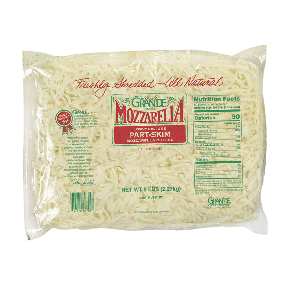 Wholesale Grande Each Part Skim Shredded Mozzarella Cheese- Bulk