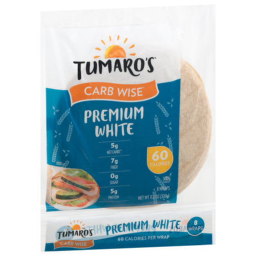 Wholesale Tumaros Low Carb Wraps 8' Prem Whit- Bulk