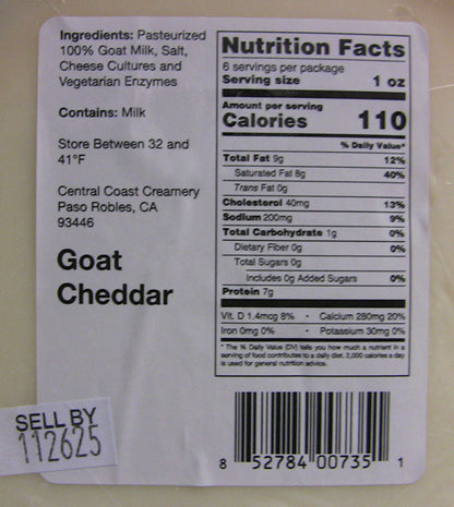Wholesale Central Coast Ew Goat Cheddar Wedge- Bulk