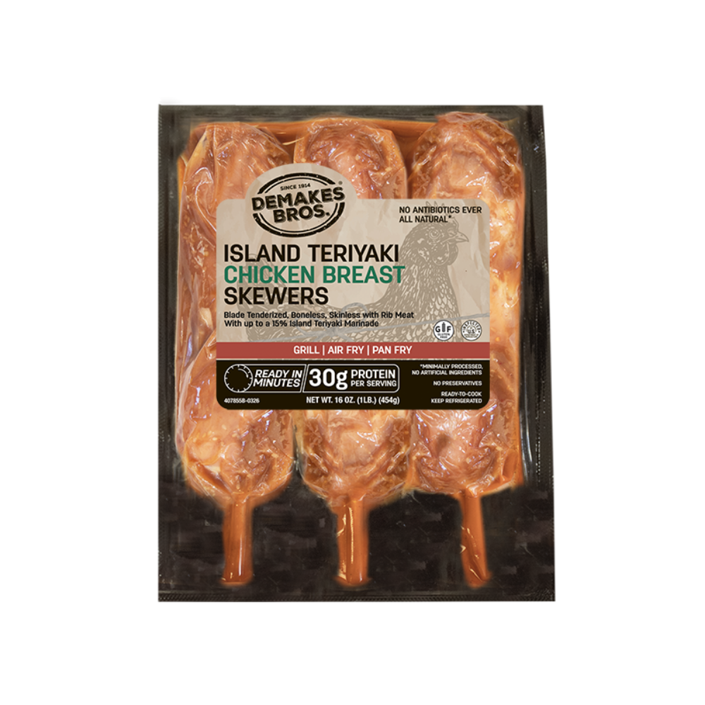 Wholesale Old Neighborhd Case Island Teriyaki Chicken Breast Skewers- Bulk