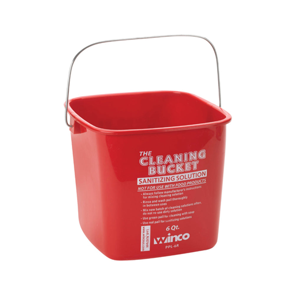 Wholesale Winco Each 6 Quart Red Bucket For Cleaning- Bulk