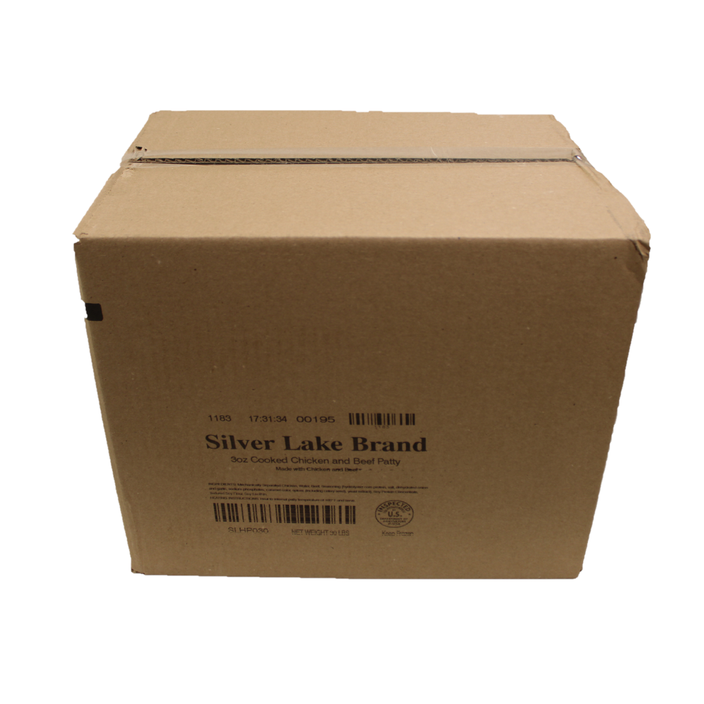 Wholesale Silver Lake Case 3Oz Beef & Chicken Burger Cooked- Bulk