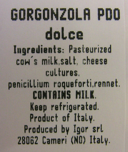 Wholesale Gorgonzola Dolce Wedge- Bulk