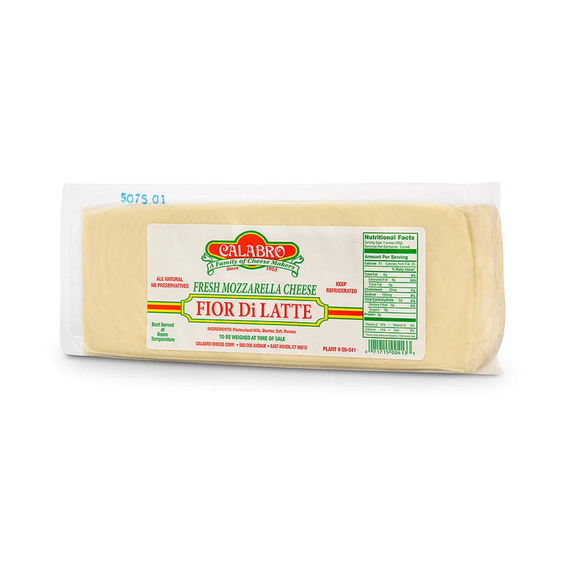 Wholesale Calabro Mozzarella Fior Di Latte Cheese 5lb- Bulk