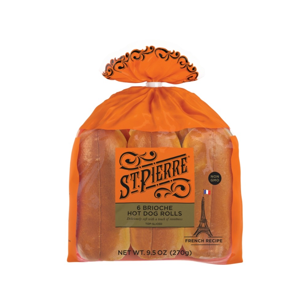 Wholesale St. Pierre Case Brioche Hot Dog Bun Top Split- Bulk