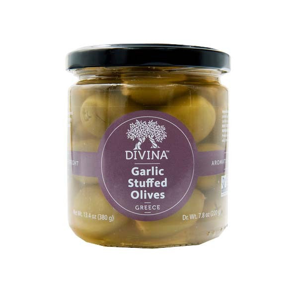 Wholesale Divina Green Stuffed W/ Garlic Jars- Bulk