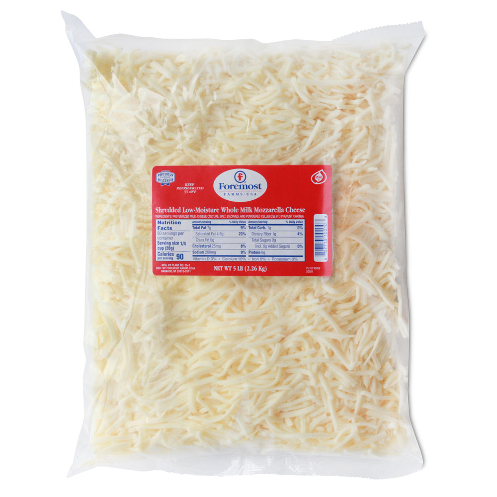 Wholesale Foremost Each Whole Milk Shredded Mozzarella Cheese- Bulk