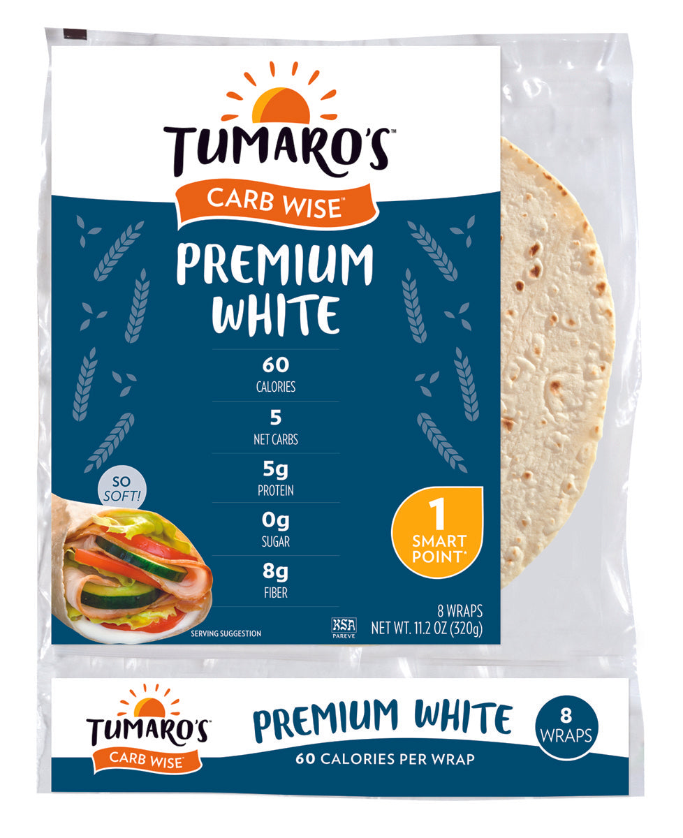 Wholesale Tumaros Low Carb Wraps 8' Prem Whit- Bulk
