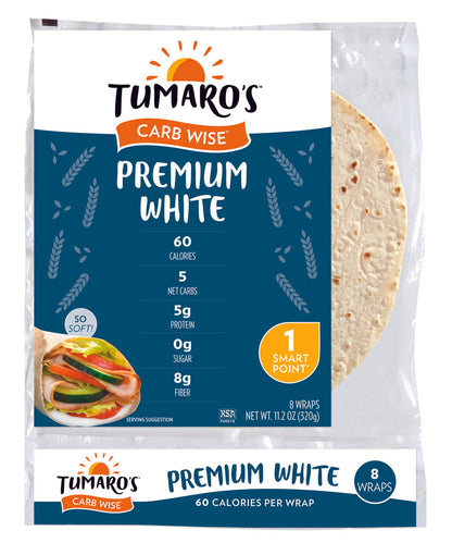 Wholesale Tumaros Low Carb Wraps 8' Prem Whit- Bulk