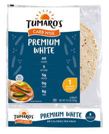 Wholesale Tumaros Low Carb Wraps 8' Prem Whit- Bulk