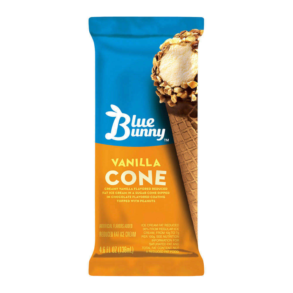 Wholesale Blue Bunny Case Vanilla Ice Cream Cone With Peanuts & Chocolate- Bulk