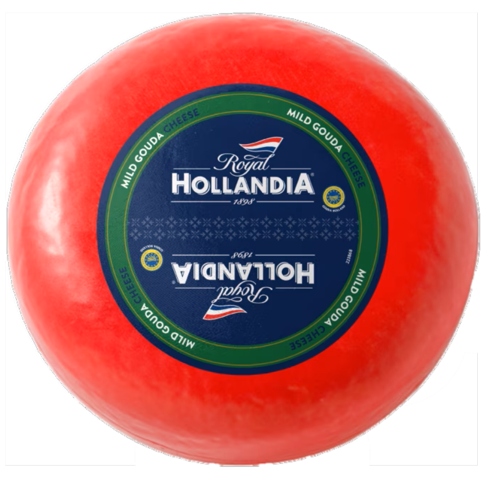 Wholesale Royal Holland Case Holland Red Wax Mild Gouda Cheese- Bulk