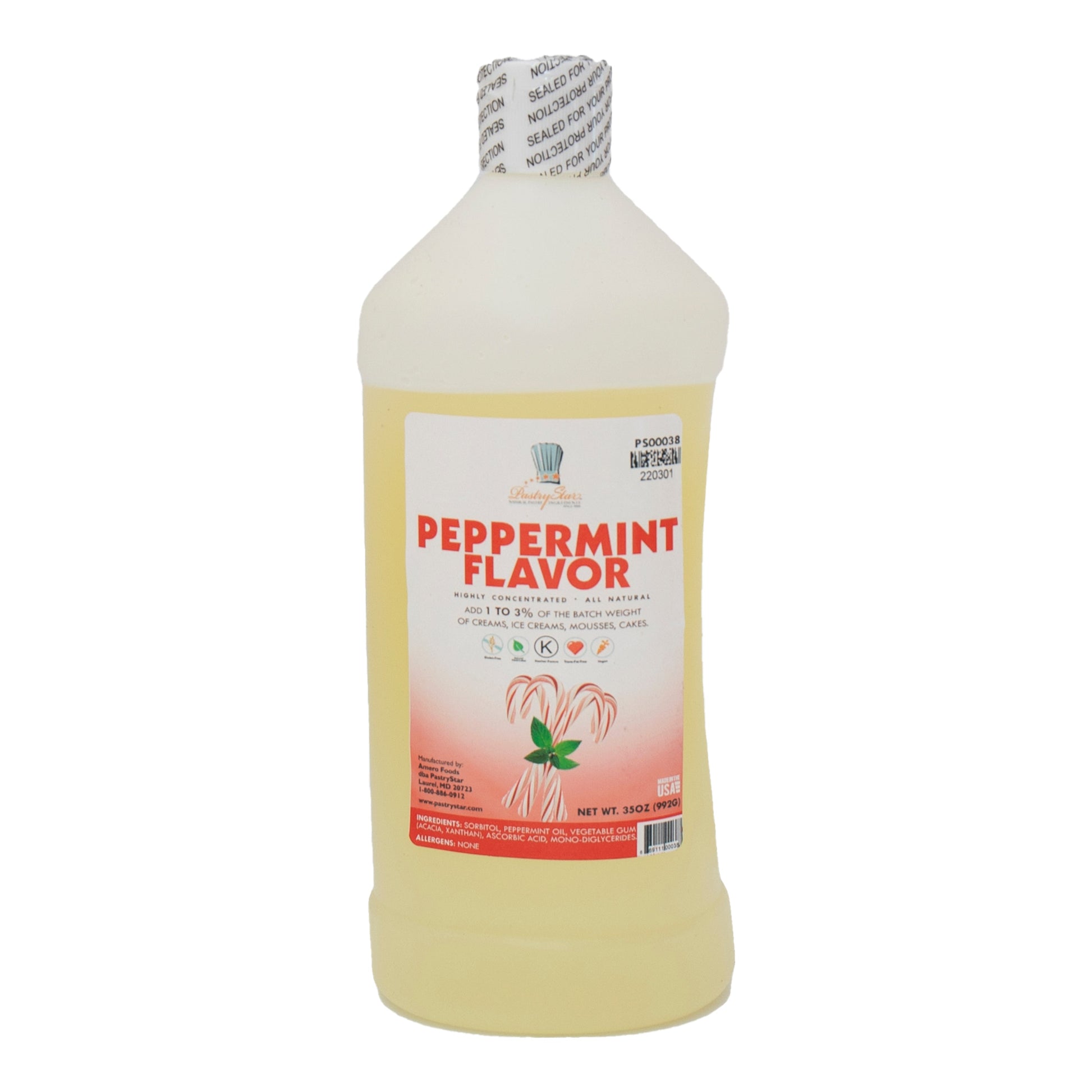 Wholesale Pastry Star Peppermint Extract 35oz- Bulk