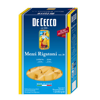 Wholesale De Cecco Dried Mezzi Rigatoni Pasta 1lb- Bulk