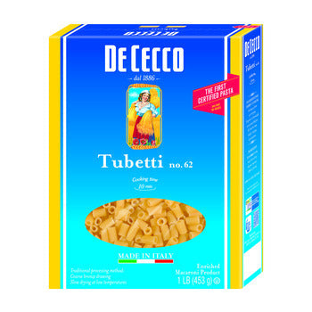 Wholesale De Cecco Dried Tubetti Pasta 16oz- Bulk