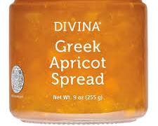 Wholesale Divina Greek Apricot Spread, Sweet and Tart, 9 oz Glass Jar- Bulk