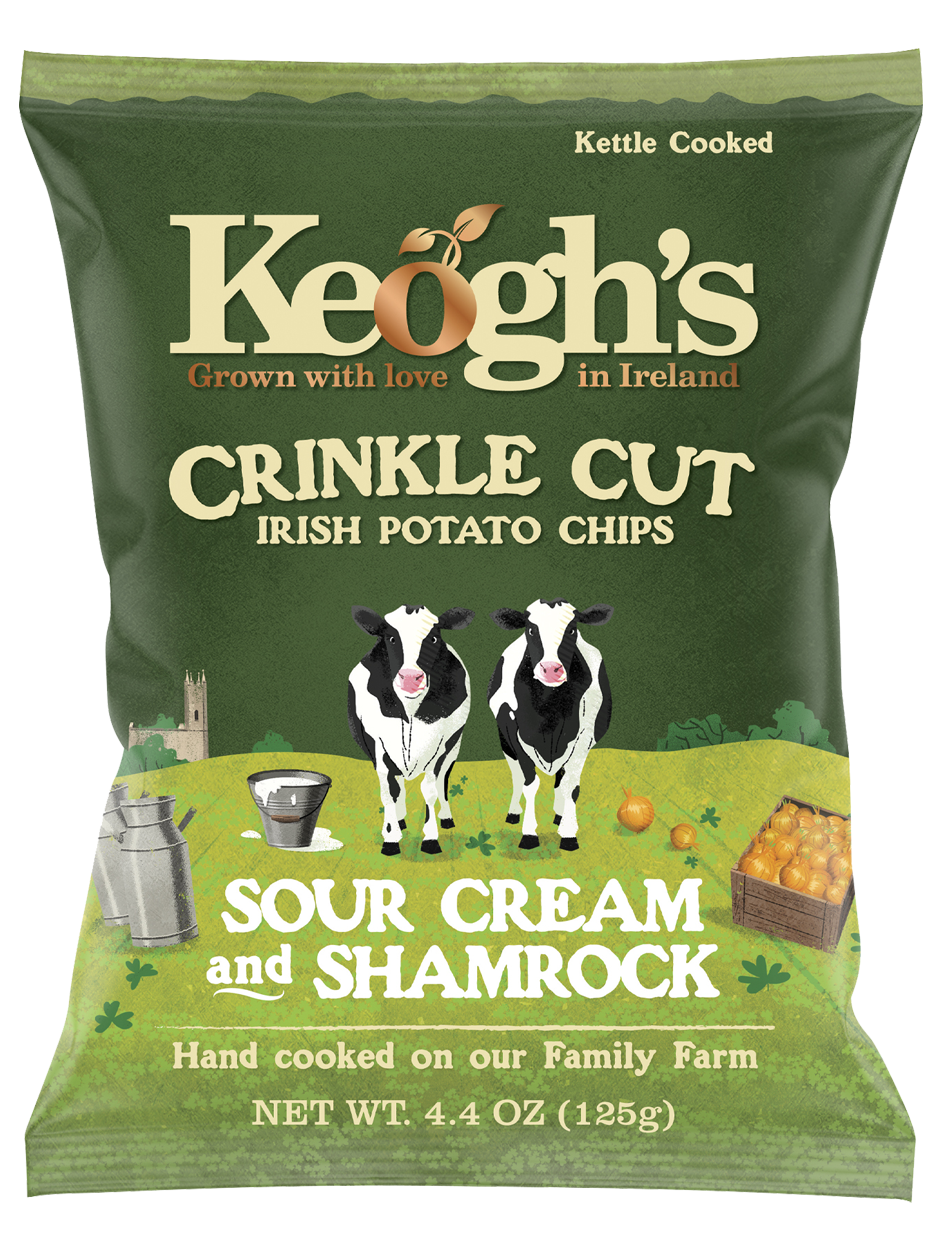 Wholesale Keogh's Crinkle Cut Shamrock & Sour Cream Potato Chips 4.4 OZ- Bulk