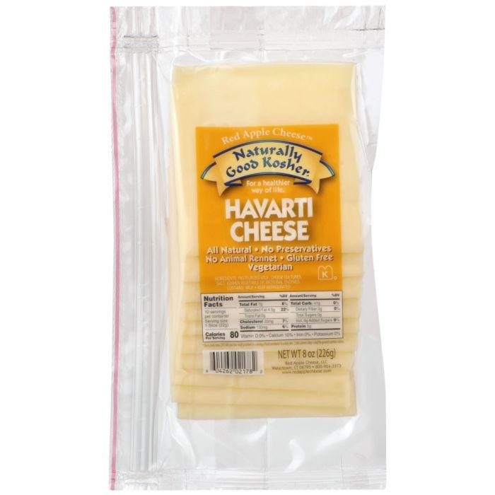 Wholesale Naturally Good Kosher Sliced Havart- Bulk