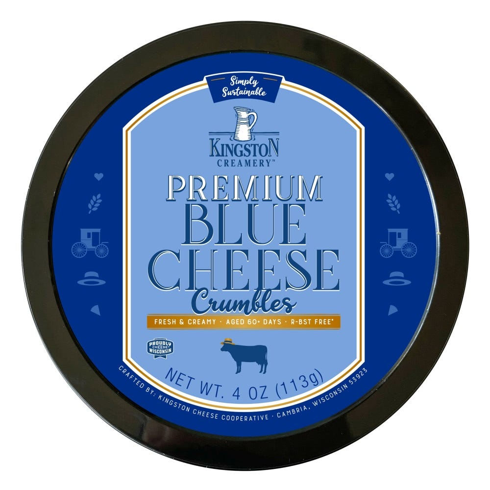 Wholesale Kingston Creamery Premium Blue Cheese Crumble Cup 4 Oz- Bulk