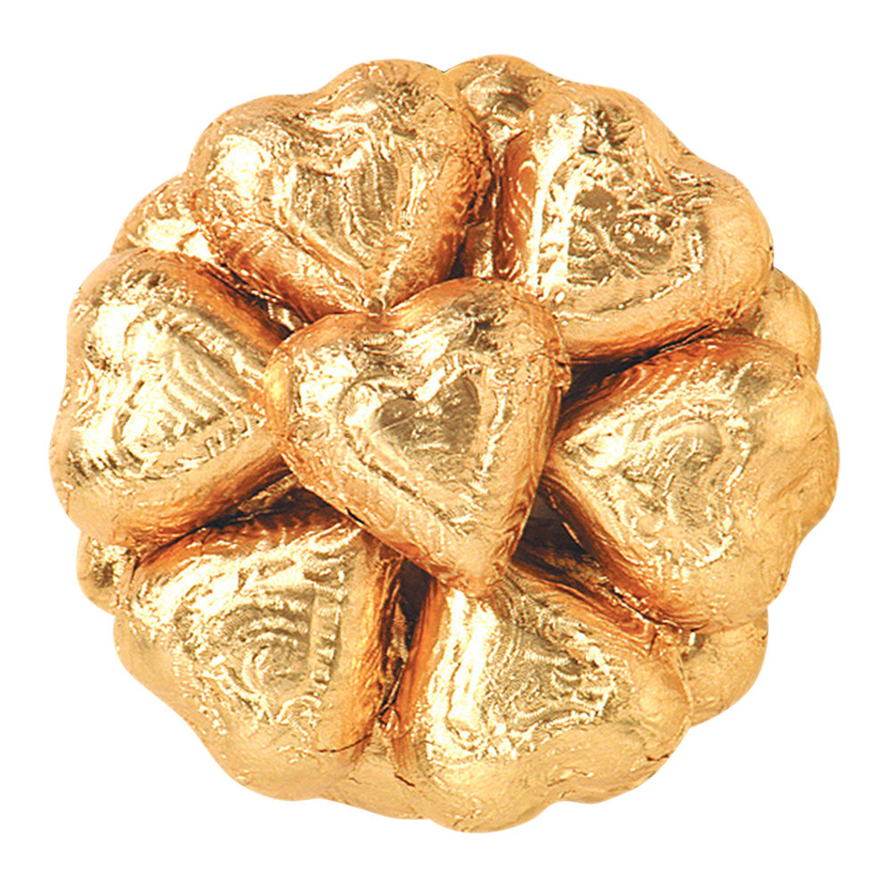 Wholesale Madelaine Dark Chocolate Foiled Bronze Hearts- Bulk